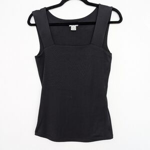 Vintage 90s Y2K Cache Square Neck Stretchy Black Sleeveless Tank Top Sz M